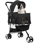 FDW 3-Wheels Multi-Function Pet Stroller - Lightweight Travel Jogging Stroller for Small and Medi...