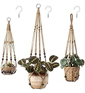 Mkono 3 Pack Macrame Plant Hangers Indoor Different Size Hanging Planter Basket Flower Pot Holder...