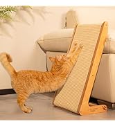 CHEERHOME PETS Sisal Cat Scratcher for Indoor Cats Scratching Ramp L Shape Cat Scratch Wooden Cat...