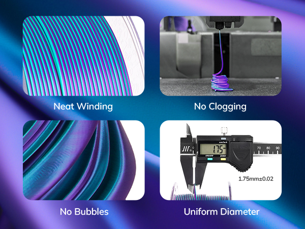Silk PLA 3D Printer Filament, Multicolor 1.75mm PLA
