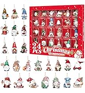 Mini Christmas Ornaments, Sooez Set of 24 Cute Miniature Gnome Tree Ornament Figures Advent Calen...