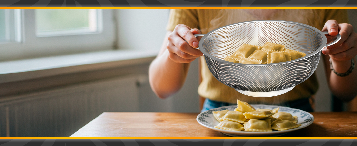 stainless steel colander with handle vegetable strainer noodle strainer large colander for kitchen