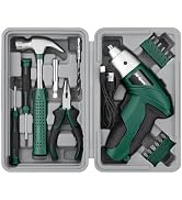Hi-Spec 3.6V Cordless Electric Screwdriver Set with Interchangeable Bits, Green