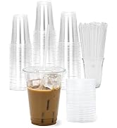Laojbaba Plastic Cup With Lid and Straw 16oz-100 Sets Disposable Cups Cold Drink,Iced Coffee,Juic...