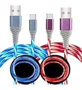 Wuucor 2 Packs Led USB C Charging Cable 3A LED Light Up USB A to USB C Fast Charger Cord Compatib...