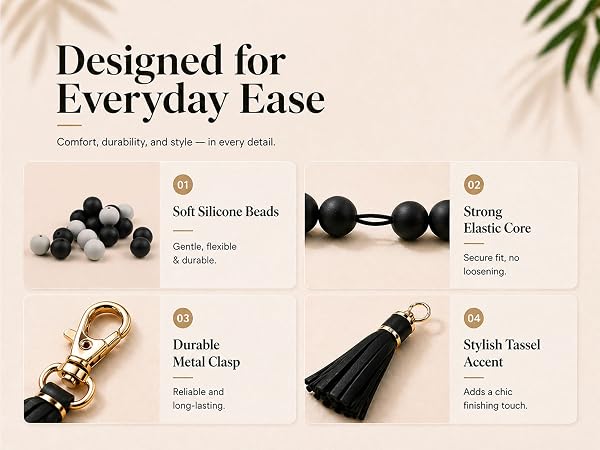 silicone beaded keychain, Well Made and Comfortable Wear