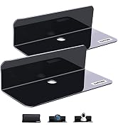 OAPRIRE Acrylic Floating Wall Shelves Set of 2, Damage-Free Expand Wall Space, Small Display Shel...