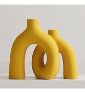 Hug Donut Decorative Vase Set - Yellow Vase, Modern Nordic Boho Style Vases Home Decor, Matte Cer...