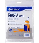 VICMORE 9x12ft Clear Plastic Drop Cloth - Waterproof & Dustproof Polyethylene Sheeting for Painti...