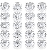 NUKAYAI 120Pcs Large Hole Beads Rhinestone European Beads for Bracelet Jewelry Making 12mm Diamon...
