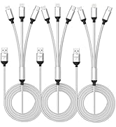 Aioneus Multi Charging Cable, (3Pack 4FT) Multi USB Charger Cable 3 in 1 Universal Nylon Multiple...