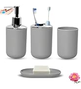 4 Piece Bathroom Accessories Set, Plastic Bathroom Toothbrush Holder Set, Bathroom Accessory Set,...