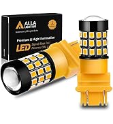 Alla Lighting Newly Upgraded T25 Wedge 3156 3157 LED Bulbs, Amber Yellow Turn Signal Lights, 3457...
