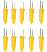 10Pcs Yellow Corn Holders, Stainless Steel Corn Cob Holders Corn On The Cob For Bbq Fork Skewers ...