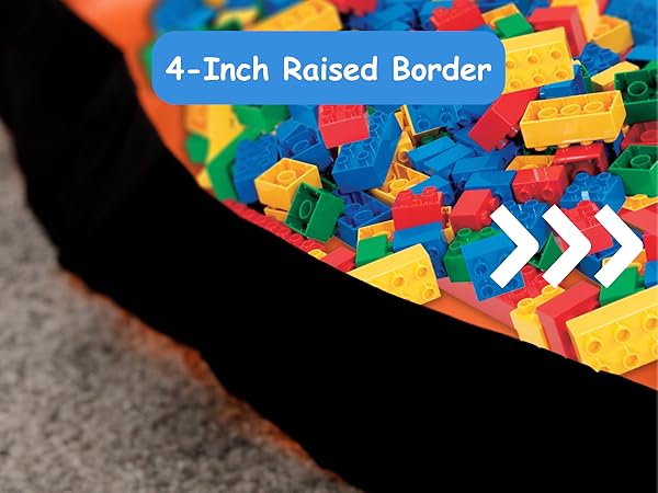raised border for toy play mat for legos and building bricks