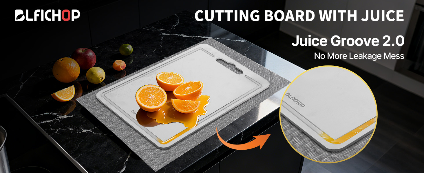 stainless steel cutting board with juice groove