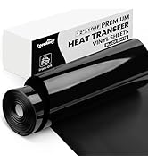 Lzerking Heat Transfer Vinyl Black Htv Matte-12"x100ft Iron On Vinyl Roll for Cricut/Silhouette C...