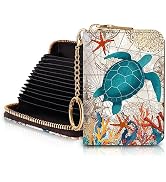 Blusabaca RFID Credit Card Holder Wallets for Women, Small Card Case Wallet with Keychain and Zip...