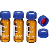 GAVKVAY 2mL Autosampler Vials with Caps, White PTFE and Red Silicone Pad, HPLC Vials, 9-425 Glass...