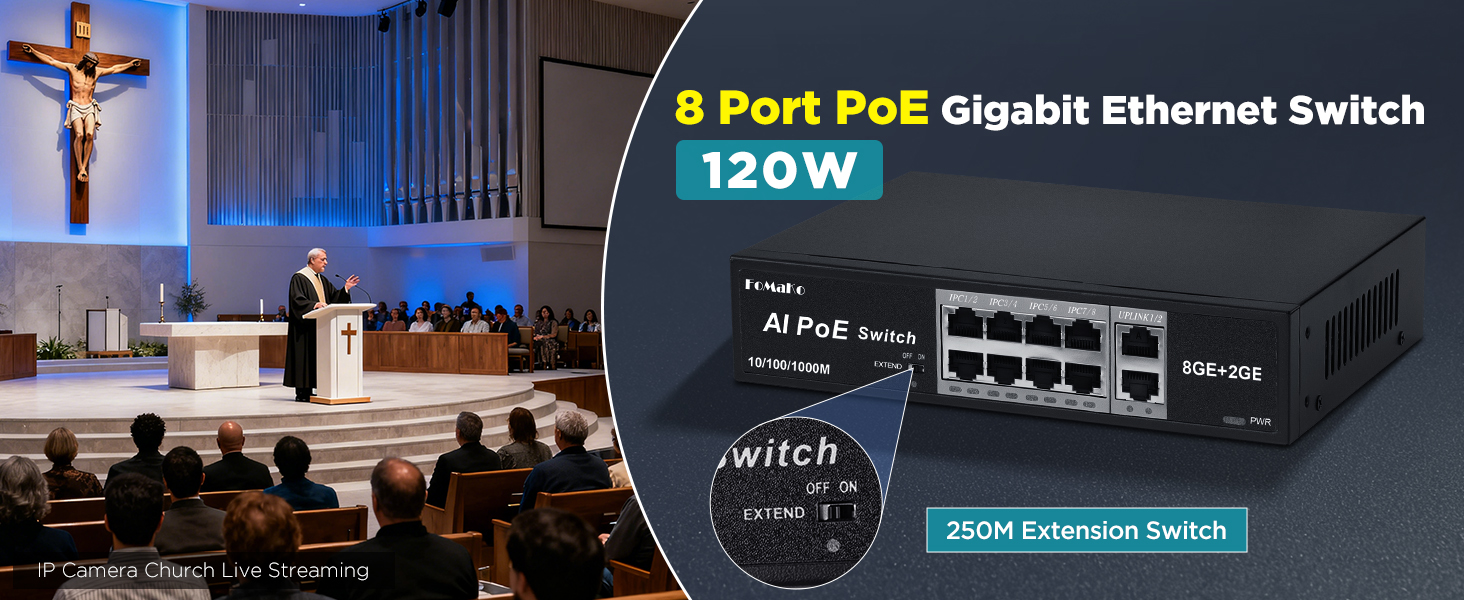 P1000 Computer Networking Switches| 8 PoE+ Port