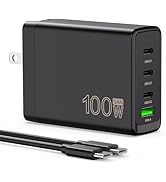 100W USB C Charger Block,4-Port GaN Fast Charger for MacBook Pro, MacBook Air, Google Pixelbook, ...