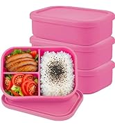 WYGLHLF Silicone Adult Bento Box, 3 Compartment Leakproof Silicone Lunch Container, Lunch Box for...