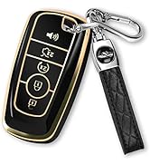 MILD EAST For Ford Key Fob Cover with Keychain, Soft TPU Key Case Shell Full Protection for Ford ...