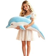 YORJLBK 39.37" Giant Dolphin Stuffed Animal Pillow - Soft Plush Cuddle Toy for All Ages | Perfect...