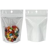 PABCK 50 Pcs Mylar Bags Stand Up Food Storage Resealable Clear Plastic Packaging Bag 3.54x5.12 in...