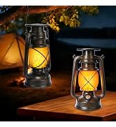 Toodour Solar Lantern Outdoor Lights, 2 Pack Bronze Vintage LED Lantern with 2 Modes, Waterproof ...