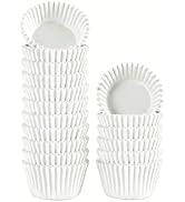 Eoonfirst White Mini Cupcake Liners, Food Grade Greaseproof Paper Baking Cups, Non-Stick Muffin W...