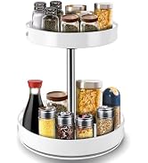 MEKOTRIN Rack Lazy Susan Organizer, 2 Tier Height Adjustable Rotating Lazy Turntable Organization...