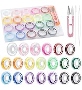 20 Roll FIVEIZERO 0.7mm Flat Elastic Bracelet String Cord, 20 Color High Stretch Beading Elastic ...