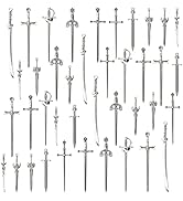 Anglecai 40 PCS Sword Bookmark, 10 Styles Silver Antique Sword Bookmarks | Antique Swords Knife B...