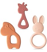 Silicone Teething Toy for Babies - 2ooya 3Pcs Bunny Zebra Giraffe Infant Teething Relief Chew Toy...
