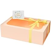 PSHVYM Large Gift Box with Window, 13.5x9x4.3 In Rose Gold Gift Box for Presents Magnetic Lids Co...