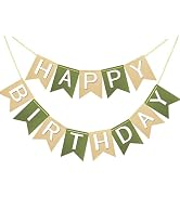 Brown Green Happy Birthday Banner Theme Birthday Party Supplies Handmade Garland Decorations Birt...