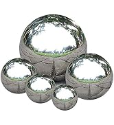 Nerien Gazing Ball, Stainless Steel Garden Mirror Globe, Polished Ornament Sphere, Hollow Floatin...