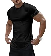 JMIERR Mens Short Sleeve T Shirt Summer Muscle Slim Fitted Crewneck Longline Tees Shirts for Gym ...
