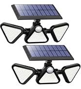ZOOKKI Solar Lights Outdoor Waterproof, 180 LED 3 Heads Solar Motion Sensor Outdoor Lights, 270° ...