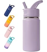 12oz Kids Water Bottle for School, Toddler Bottles with Straws, Stainless Steel Vacuum Insulated ...