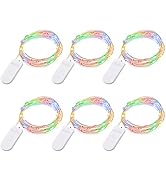 BXROIU Fairy Lights CR2032 Battery Operated,6.6Ft/2Meter 20 LEDs Micro Silver Wire String Lights ...