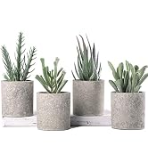 WUKOKU 4pcs Small Fake Plants Artificial Succulents Plants for Bedroom Bathroom Farmhouse Office ...