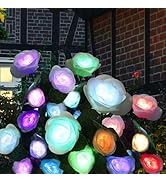 Solar Flowers Lights- Solar Garden Lights Outdoor Waterproof White Rose, 40 Hours Color Changing ...