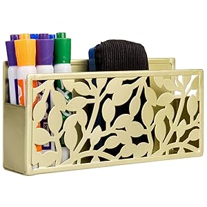 Brass Metal Magnetic Marker Holder with Floral Cutout Design