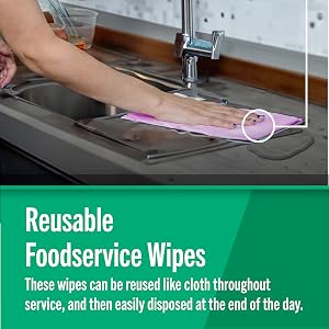 Fresh Towel Foodservice Reusable Paper Towels shown in solid pink in its green packaging