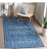 Zealude Boho Blue Area Rugs 3x5 Kitchen Rugs Non Slip Washable Entryway Rug,Small Rugs for Bedroo...