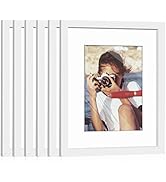HappyHapi 8x10 Inch Picture Frames, Set of 6 Wooden Picture Frames, Tabletop or Wall Display Deco...