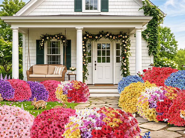 These artificial flowers provide beauty for your garden throughout the year.