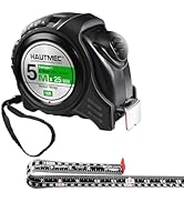 HAUTMEC Tape Measure 16ft/5m Dual Scale Metric Measuring Tape, Auto-Lock with Nylon Coated Blade ...